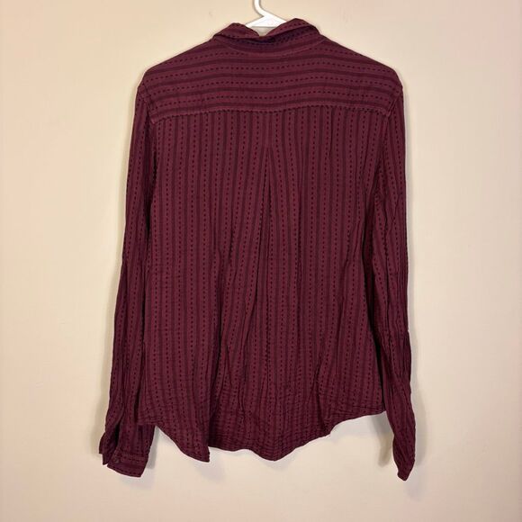 Cloth & Stone Maroon with Black Patterned Collared Button Down Shirt XL - Picture 2 of 6